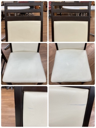 S778 ⭐ ダイニング3点セット バタフライテーブル ブラウン 幅80-120cm USED 椅子破れ有り