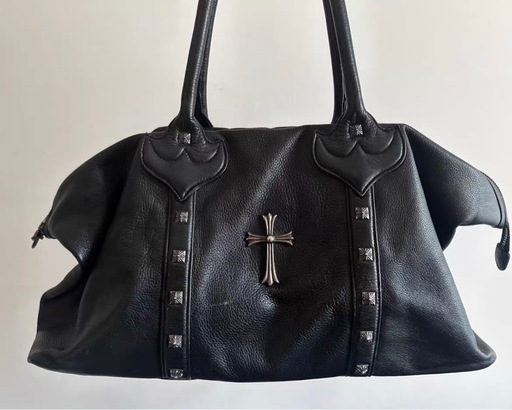 CHROME HEARTS クロムハーツ LARGE MONICA BAG ラージ モニカ ピラミッドスタッズ ラージ CHクロス レザーハンドバッグ