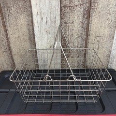 美品 クロームワイヤーバスケット 買い物カゴ雑貨屋店舗什器の画像