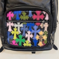 CHROME HEARTS クロムハーツ 7TH GRADE セメタリークロスマルチパッチレザーバックパック ブラックの画像