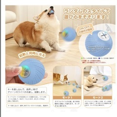 犬用ボール 回転 跳ねる 安全無毒 LEDライト付き　USB充電式 丸洗いの画像