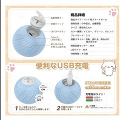 犬用ボール 回転 跳ねる 安全無毒 LEDライト付き　USB充電式 丸洗いの画像
