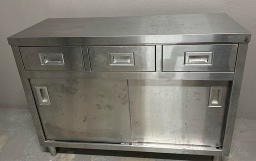 業務用　作業台　3段引き出しオープンシェルフ