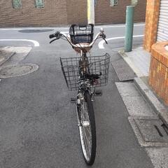 自転車　シティサイクル　トラッドライン　サイクルアサヒ　27インチ　外装6段　前後カゴつき　ブラックの画像