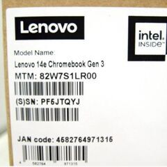 ④【 新品 未開封 】【 高年式　2025年製 】Lenovo 14e Chromebook Gen3　82W7S1LR00　ノートパソコン　14インチ 　intel レノボの画像