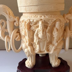 （美品　極上香炉） 彫刻 細密造 龍細工　三足香炉　中国美術　八仙　台付の画像