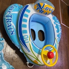 浮き輪 ベビーボート ハンドル付き 子供 新幹線 ロープ付き 虚弱の画像