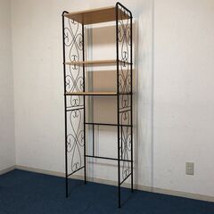 HAGIHARA レンジ台KCC-3040BR 冷蔵庫上ラック 可動式棚板3枚・アジャスター付脚部 フリースタンディング キッチン収納棚 ブラウンの画像