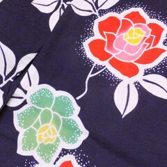 ジュニア浴衣★注染★紺地薔薇柄★size１４０の画像