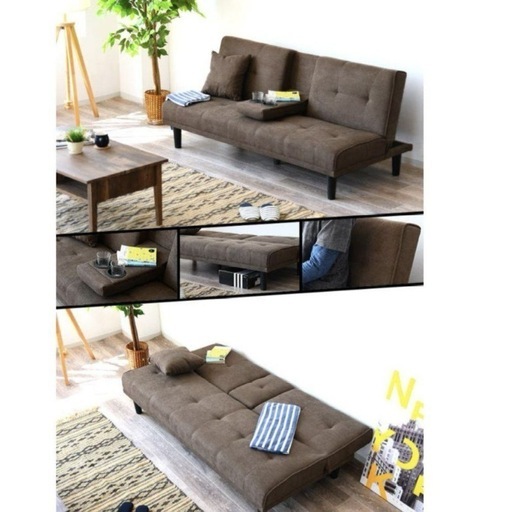 リクライニングソファ　ソファベッド　セミダブル　3人掛け