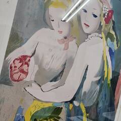 No4243　マリー・ローランサン：作　『夢想』　絵画　パステル調　額縁　リサイクルショップどりーむ荒田店の画像