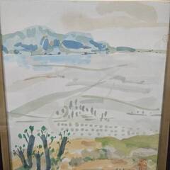No4236　野村 修：作　『有明の春』　絵画　水彩画　額縁　リサイクルショップどりーむ荒田店の画像