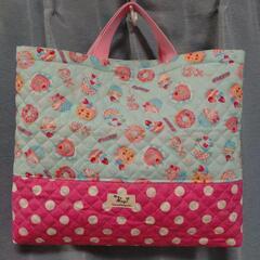 レッスンバッグ　手提げバッグ　女の子　ハンドメイド　キルティングの画像