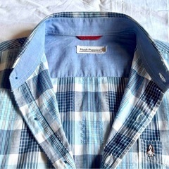 Hush Puppies ハッシュパピー チェック柄 半袖シャツ Mサイズの画像