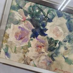 No4234　中島 義雄：作　『ばら』　昭和56年　絵画　水彩画　額縁　リサイクルショップどりーむ荒田店の画像