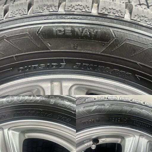 走行短め【GY ICENAVI8 155/65R14】スタッドレス 【BS BALMINUM 14インチ 4.5J4HPCD100+45】21年製 ルークス サクラ等　(STJ007)