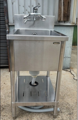 タニコー ステンレス製 1槽シンク 流し台 シンク 水栓金具付き 横45cm 奥行き60cm高さ80cm