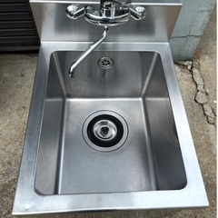 タニコー ステンレス製 1槽シンク 流し台 シンク 水栓金具付き 横45cm 奥行き60cm高さ80cmの画像