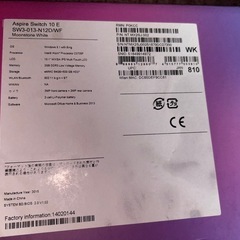 タブレットPC acer Aspire Switch 10E SW3-013-N12D/WFの画像
