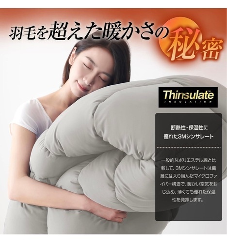 シンサレート 掛け布団 セミダブル 防ダニ 抗菌防臭 170x210cm グレー