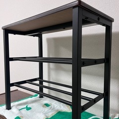 500円割引【美品・未使用の近い】ニトリ　ラック付きベンチ　シューズ収納　ブラウン　 　の画像