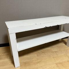 【2点セット】木製ベンチ（飾り棚・玄関ベンチ・ガーデン用にも）の画像