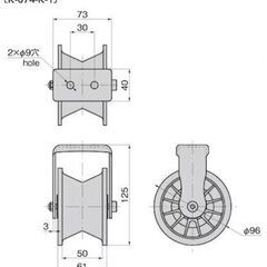 タキゲン　パイプレール用キャスター　K-674-K-1　6個セットの画像
