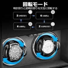 ワインディングマシーン 2本巻き 小物収納 ウォッチワインダー ブラック+グレーの画像