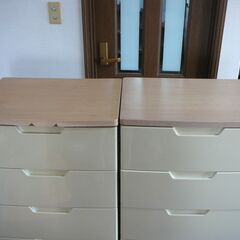 21. 【中古】衣装ケース タンス 5段引き出し 天板木材 2個セット 天板のプラスチックに割れありの画像