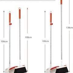 JEHONN ほうきちりとり掃除セット 未使用 自立するほうき 回転ヘッド ロングハンドルの画像