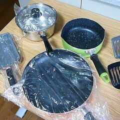 〈取引終了〉 35. 【新品】フライパン26cm マルチパン18cm ミニ卵焼き器12×18cm 片手鍋18cm ターナー2個 6点セットの画像