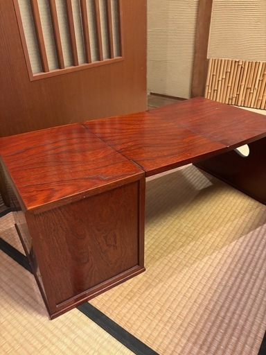 文机レトロアンティークデスク引き出し付き折りたたみ木製美品