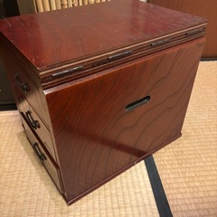 文机　レトロ　アンティーク　デスク　引き出し付き　折りたたみ　木製　美品です。の画像