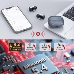 Bluetooth5.4ワイヤレスイヤホンイヤーカフ型耳を塞がない ブラックの画像