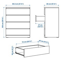 IKEAチェスト　タンス白　4段の画像