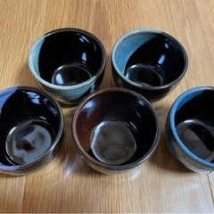 【新品未使用】美濃焼 天目釉流し そばちょこ 5色組 ［日本製］の画像