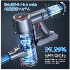 新品！　サイクロン式　コードレス掃除機　50Kpa強力吸引　自立式　緑色LEDライト　LED液晶ディスプレイ　軽量の画像
