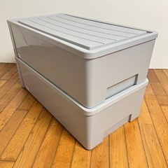 a押入れ収納ケース　チェスト　2個セット　グレーの画像