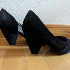 【27.0～27.5cm】黒ハイヒール　ベルベット　RWN by RAWANの画像