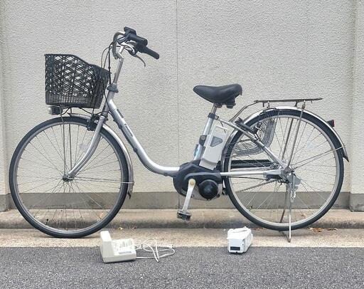 中古　電動アシスト自転車　電動自転車 パナソニック♪電動アシスト自転車♪シルバー♪バッテリー2個