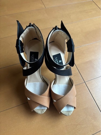 LANVAN レザー×サテン