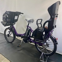 1年保証 送料無料　ブリヂストン　20インチ　子供乗せ　紫色　電動アシスト自転車　g815の画像