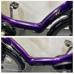 1年保証 送料無料　ブリヂストン　20インチ　子供乗せ　紫色　電動アシスト自転車　g815の画像