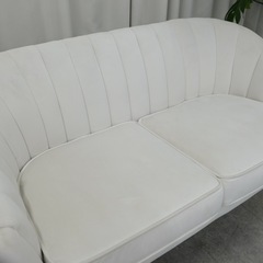 KH-14【新入荷　リサイクル品】ALTROBENE ベルベットファブリック×ゴールド脚　白の画像