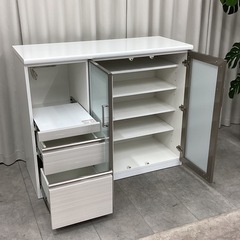 KH-18【新入荷　リサイクル品】ニトリ　ポスティア120WH キッチンカウンター　白の画像