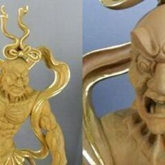 仏教美術 葉偉混作 木彫 金剛力士像 二尊一組 特大 金彩　木箱入の画像