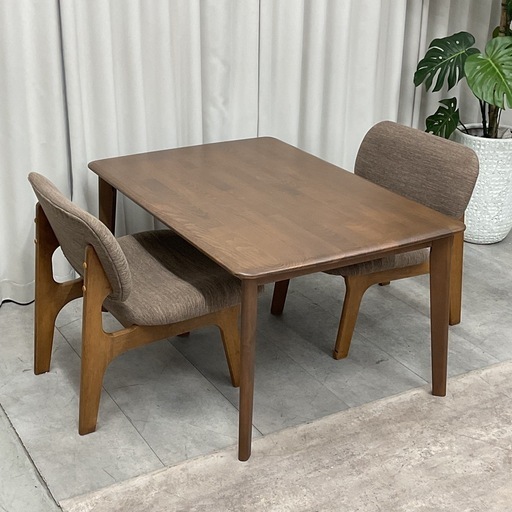 KH-20【新入荷　リサイクル品】ニトリ　ダイニング3点セット　ブラウン