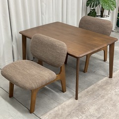 KH-20【新入荷　リサイクル品】ニトリ　ダイニング3点セット　ブラウンの画像