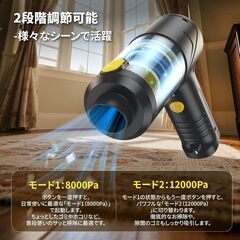 【2025進化した1台4役！】コードレス ハンディクリーナー 12000Pa 超強力吸引 | ブロワー機能・真空パック・空気入れ対応 | 車用掃除機 小型 軽量 コンパクト | LEDライト・HEPAフィルター・Type-C充電 | 家庭/車/オフィス多用途の画像