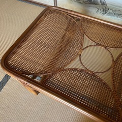 ラタン 籐 アンティークテーブルの画像